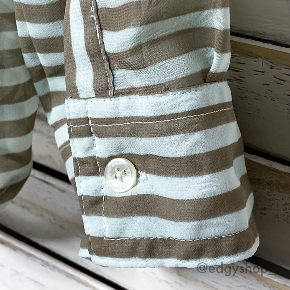 Old Navy | Striped Chiffon Button Down Top Blouse - Picture 3 of 7